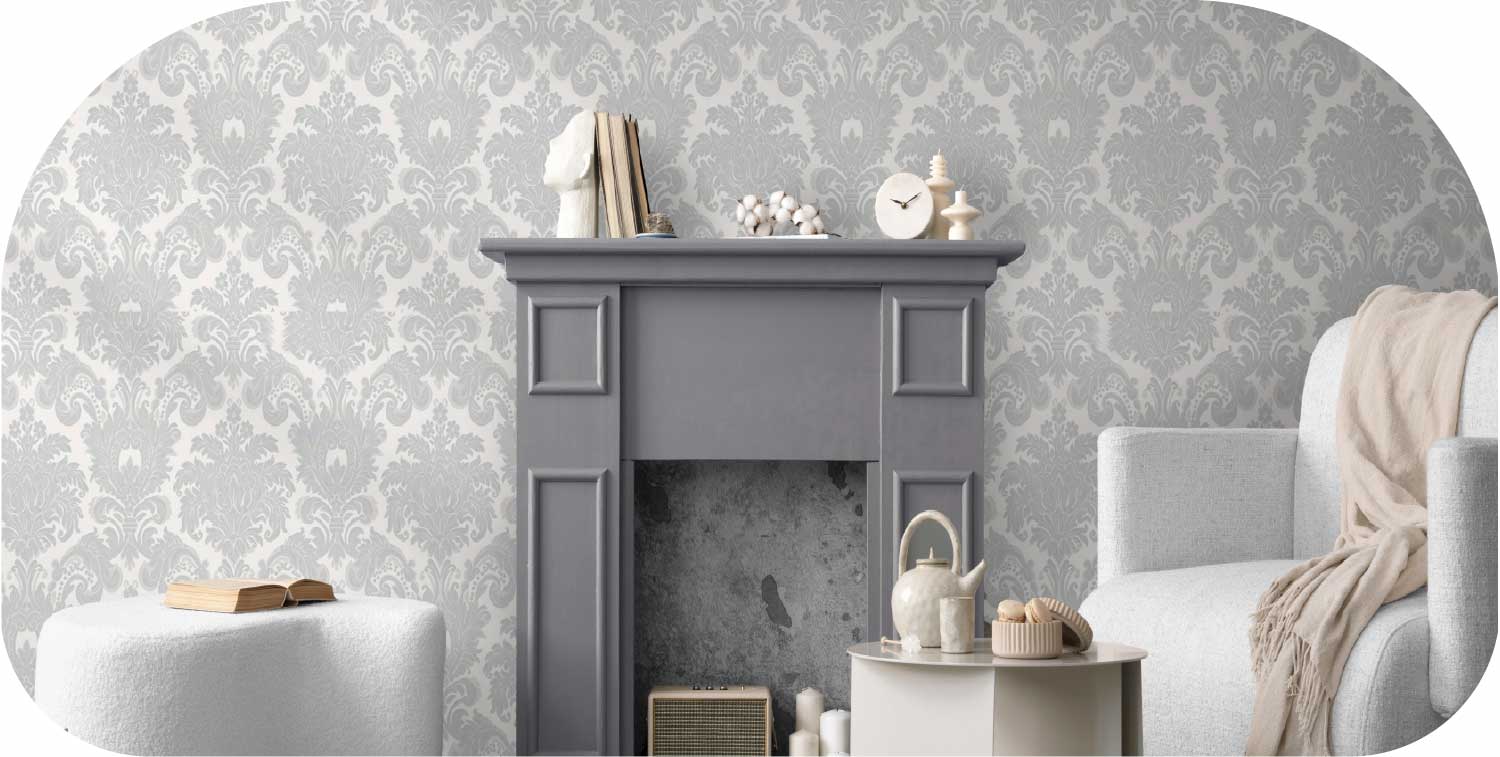 Damask Wallpaper for Living Room
